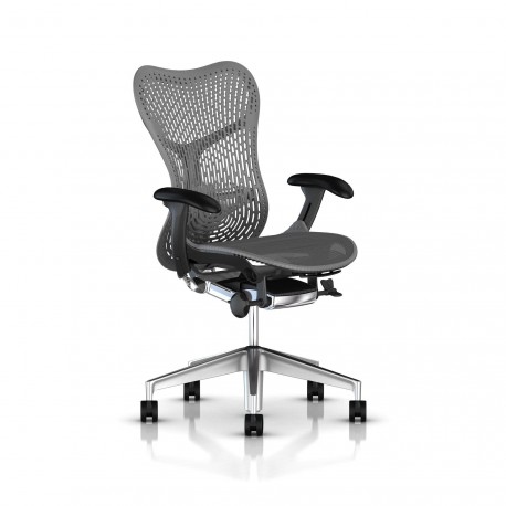 Fauteuil Mirra 2 Herman Miller Alu Semi Poli Graphite / Triflex Slate Grey