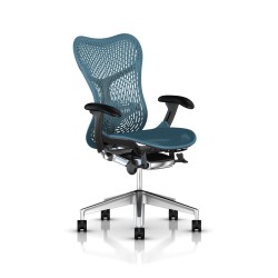 Fauteuil Mirra 2 Herman Miller Alu Semi Poli Graphite / Triflex Dark Turquoise