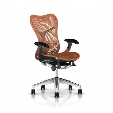 Fauteuil Mirra 2 Herman Miller Alu Semi Poli Graphite / Triflex Urban Orange