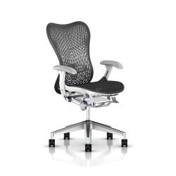 Fauteuil de bureau Mirra 2 Herman Miller Alu Semi Poli - White / Triflex Graphite