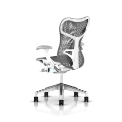 Fauteuil de bureau Mirra 2 Herman Miller Alu Semi Poli - White / Triflex Slate Grey