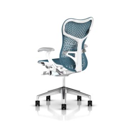 Fauteuil de bureau Mirra 2 Herman Miller Alu Semi Poli - White / Triflex Dark Turquoise