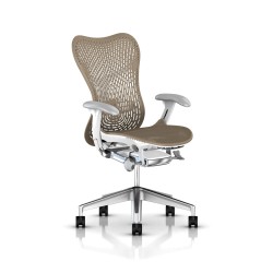 Fauteuil de bureau Mirra 2 Herman Miller Alu Semi Poli - White / Triflex Cappuccino