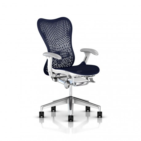 Fauteuil de bureau Mirra 2 Herman Miller Alu Semi Poli - White / Triflex Twilight
