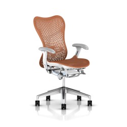 Fauteuil de bureau Mirra 2 Herman Miller Alu Semi Poli - White / Triflex Urban Orange