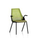 Chaise visiteur Sayl Side Chair Herman Miller Noir / 4 Pieds - Patins / Dossier Suspension Green Apple / Assise Tissu Appledore