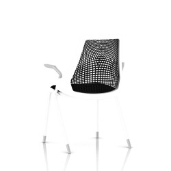 Sayl Side Chair Herman Miller Studio White / 4 Pieds - Patins / Dossier Suspension Noir / Assise Tissu Havana