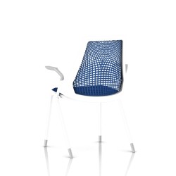 Chaise Sayl Side Chair Herman Miller Studio White / 4 Pieds - Patins / Dossier Suspension Berry Blue / Assise Tissu Scuba