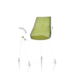 Chaise Sayl Side Chair Herman Miller Studio White / 4 Pieds - Patins / Dossier Suspension Green Apple / Assise Tissu Appledore