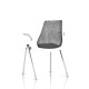 Sayl Side Chair Herman Miller Chrome / 4 Pieds - Patins / Dossier Suspension Slate Grey / Assise Tissu Krabi