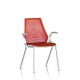 Chaise visiteur Sayl Side Chair Herman Miller Chrome / 4 Pieds - Patins / Dossier Suspension Red / Assise Tissu Panama