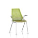 Sayl Side Chair Herman Miller Chrome / 4 Pieds - Patins / Dossier Suspension Green Apple / Assise Tissu Appledore