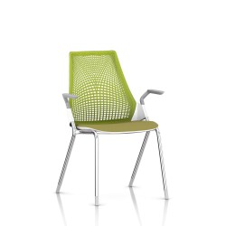 Chaise Sayl Side Chair Herman Miller Chrome / 4 Pieds - Patins / Dossier Suspension Green Apple / Assise Tissu Appledore