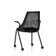 Chaise visiteur Sayl Side Chair Herman Miller Noir / 4 Pieds - Roulettes / Dossier Suspension Noir / Assise Tissu Havana