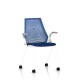 Sayl Side Chair Herman Miller Studio White / 4 Pieds - Roulettes / Dossier Suspension Berry Blue / Assise Tissu Scuba