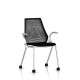 Chaise visiteur Sayl Side Chair Herman Miller Chrome / 4 Pieds - Roulettes / Dossier Suspension Noir / Assise Tissu Havana