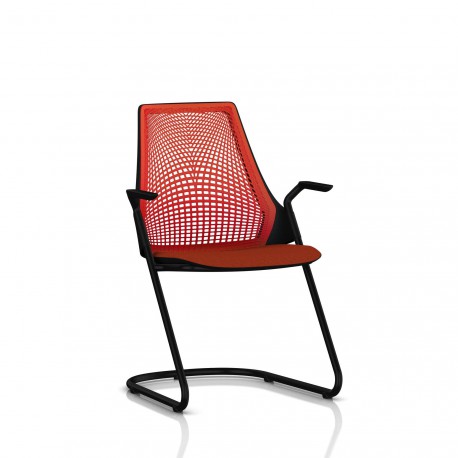 Chaise visiteur Sayl Side Chair Herman Miller Noir / Dossier Suspension Red / Assise Tissu Panama