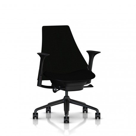 Fauteuil de bureau Sayl Herman Miller Noir / Dossier Et Assise Tissu Noir Havana