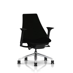 Fauteuil de bureau Sayl Herman Miller Alu Poli-Noir / Dossier Et Assise Tissu Noir Havana