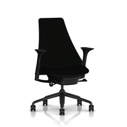 Fauteuil de bureau Sayl Herman Miller Noir / Dossier Haut Et Assise Tissu Noir Havana