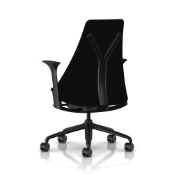 Fauteuil de bureau Sayl Herman Miller Noir / Dossier Haut Et Assise Tissu Noir Havana