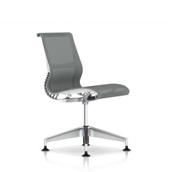 Siège Setu Herman Miller alu Semi Poli / Structure Studio White / Lyris Alpine