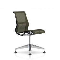 Siège Setu Herman Miller Alu Semi Poli / Structure Graphite / Lyris Rattan