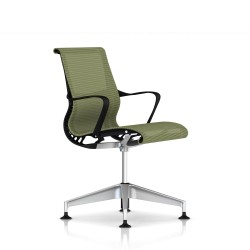 Chaise de réunion Setu Herman Miller H-Alloy / Structure Graphite / Lyris Chartreuse