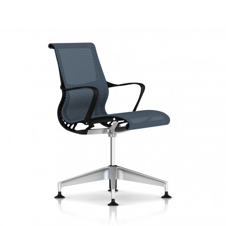 Chaise de réunion Setu Herman Miller H-Alloy / Structure Graphite / Lyris Berry Blue