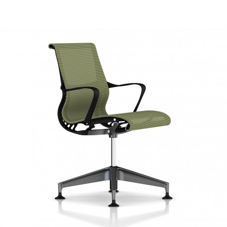 Chaise de réunion Setu Herman Miller Graphite / Structure Graphite / Lyris Chartreuse