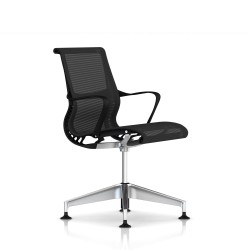 Chaise de réunion Setu Herman Miller Alu Semi Poli / Structure Graphite / Lyris Graphite