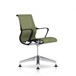 Chaise de réunion Setu Herman Miller Alu Semi Poli / Structure Graphite / Lyris Chartreuse