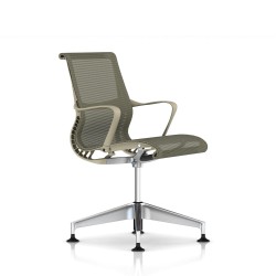 Chaise de réunion Setu Herman Miller Alu Semi Poli / Structure Chino / Lyris Chino