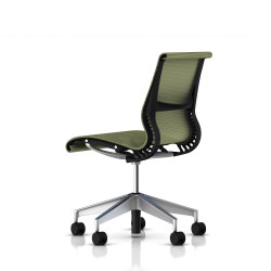 Chaise de réunion Setu Herman Miller Alu Semi Poli / Structure Graphite / Lyris Chartreuse