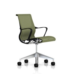 Chaise de réunion Setu Herman Miller H-Alloy / Structure Graphite / Lyris Chartreuse