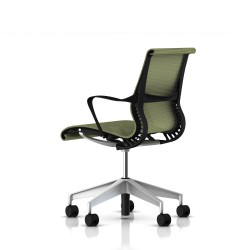 Chaise de réunion Setu Herman Miller H-Alloy / Structure Graphite / Lyris Chartreuse