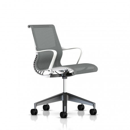 Chaise de réunion Setu Herman Miller Graphite / Structure Studio White / Lyris Alpine