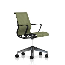 Chaise de réunion Setu Herman Miller Graphite / Structure Graphite / Lyris Chartreuse