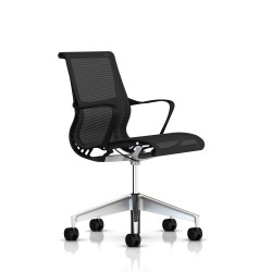 Chaise de réunion Setu Herman Miller Alu Semi Poli / Structure Graphite / Lyris Graphite