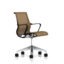 Chaise de réunion Setu Herman Miller Alu Semi Poli / Structure Graphite / Lyris Mango