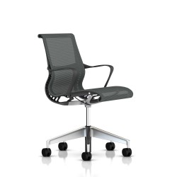 Fauteuil Setu Herman Miller Alu Semi Poli / Structure Slate Grey / Lyris Slate Grey