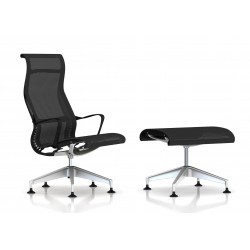 Fauteuil Setu Lounge + Ottoman Herman Miller H-Alloy / Structure Graphite / Lyris Graphite