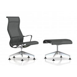 Fauteuil Setu Lounge + Ottoman Herman Miller H-Alloy / Structure Slate Grey / Lyris Slate Grey