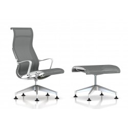Fauteuil Setu Lounge + Ottoman Herman Miller H-Alloy / Structure Studio White / Lyris Alpine