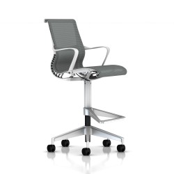 Chaise de bureau haute Setu Stool Herman Miller H-Alloy / Structure Studio White / Lyris Alpine