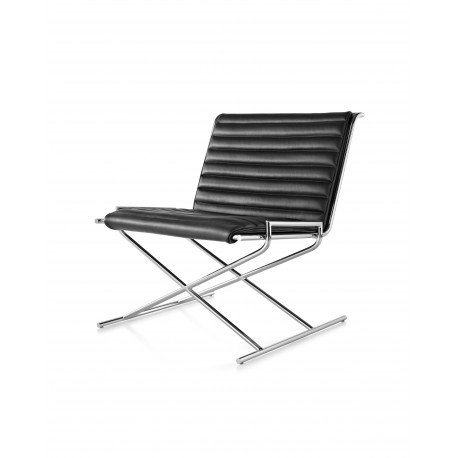 Siège Sled Herman Miller - chrome - cuir noir 2109