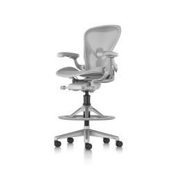 Chaise de bureau haute - Aeron Stool - Minéral - Aluminium satin