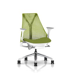 Siège de bureau Sayl Herman Miller - Suspension - Aluminium poli / Blanc - Green Apple