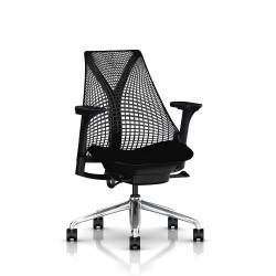 Siège de bureau Sayl Herman Miller - Suspension - Aluminium poli / Noir - Noir - Accoudoirs 4D