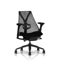 Siège de bureau Sayl Herman Miller Noir / Dossier Noir/ Accoudoirs 4D / Assise Havana / Soutien Lombaire